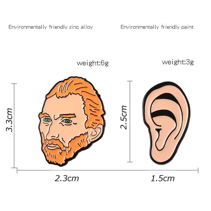 ピンバッジ ピンブローチ メンズ レディース アクセサリー ラペルピン エナメルコート ヴァン・ゴッホと耳 ラーメン モチーフ イラスト風 バッジ |  | 04