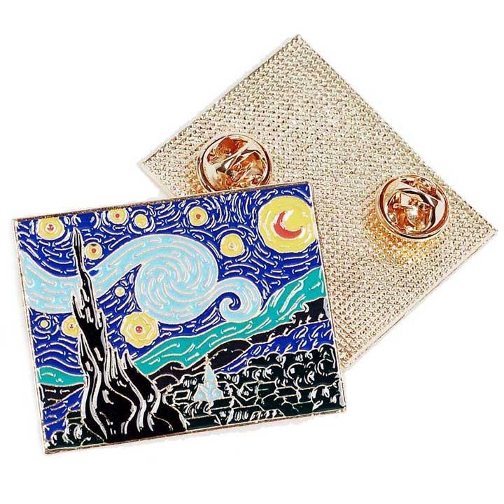 ピンバッジ ピンブローチ メンズ レディース アクセサリー ラペルピン 星月夜 ヴァン・ゴッホ作 The starry night バッジ 送料無料 | 