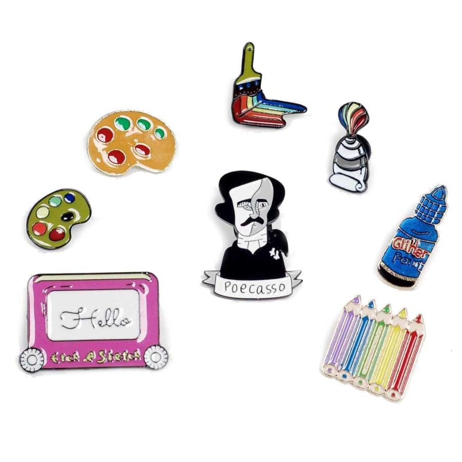 ピンバッジ ピンブローチ メンズ レディース ラペルピン アクセサリー 美術 絵画 モチーフ バッジ ８種 | 