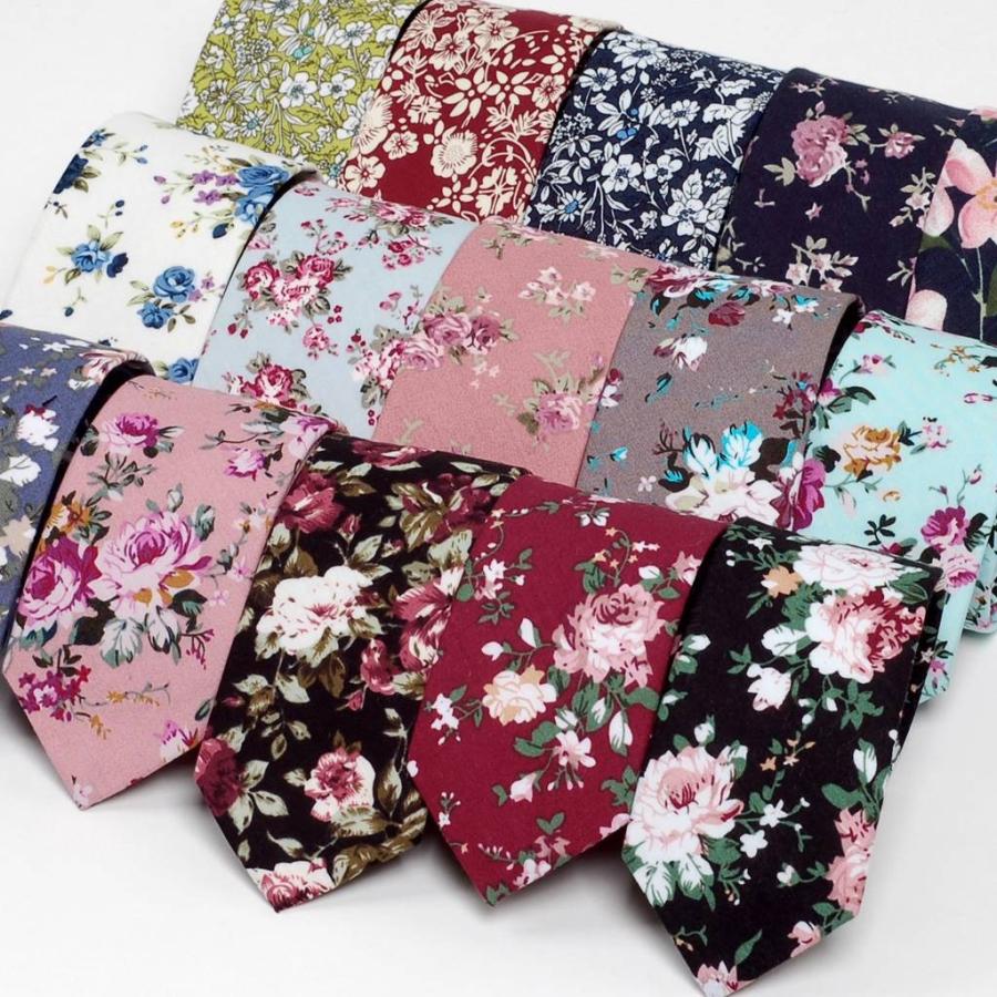 ナロータイ 花柄 ネクタイ スリム メンズ レディース スキニー フローラル コットンタイ 綿素材 マットな質感 15種 花見 バラ ローズ 大剣幅6cm |  | 16