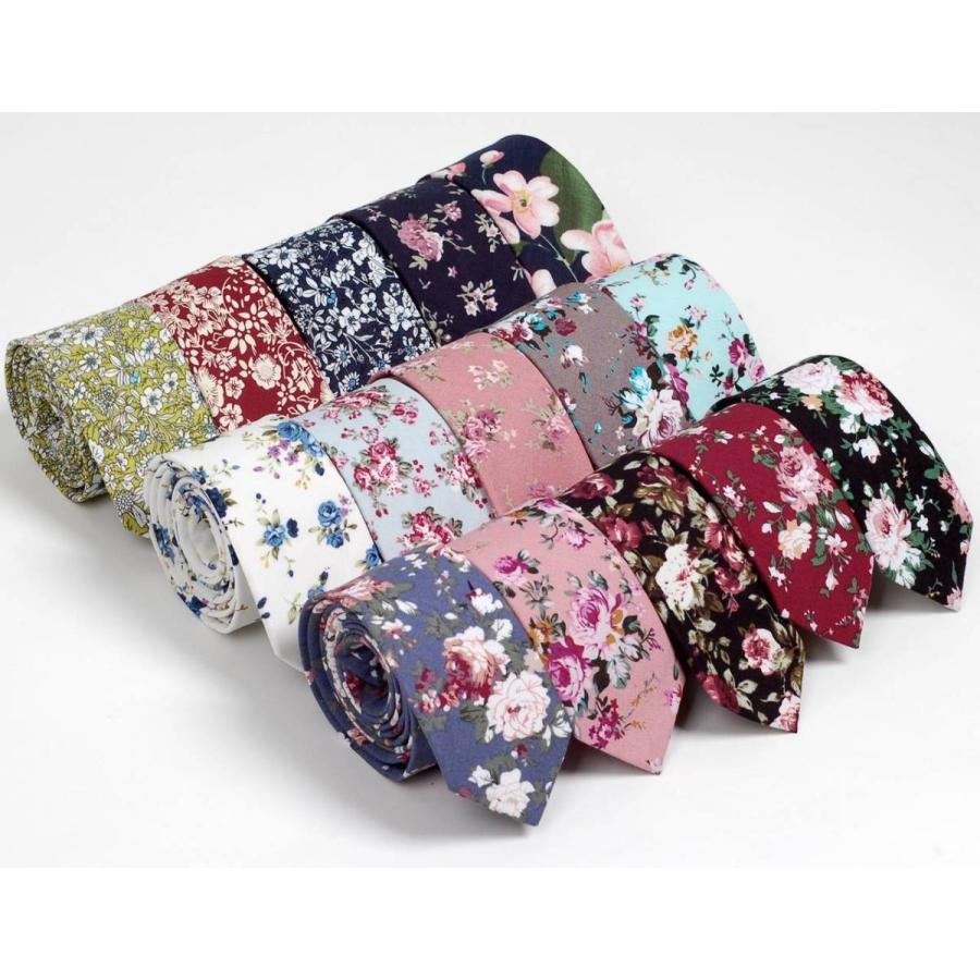 ナロータイ 花柄 ネクタイ スリム メンズ レディース スキニー フローラル コットンタイ 綿素材 マットな質感 15種 花見 バラ ローズ 大剣幅6cm |  | 18