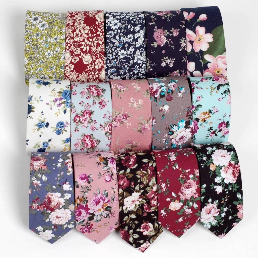 ナロータイ 花柄 ネクタイ スリム メンズ レディース スキニー フローラル コットンタイ 綿素材 マットな質感 15種 花見 バラ ローズ 大剣幅6cm |  | 19