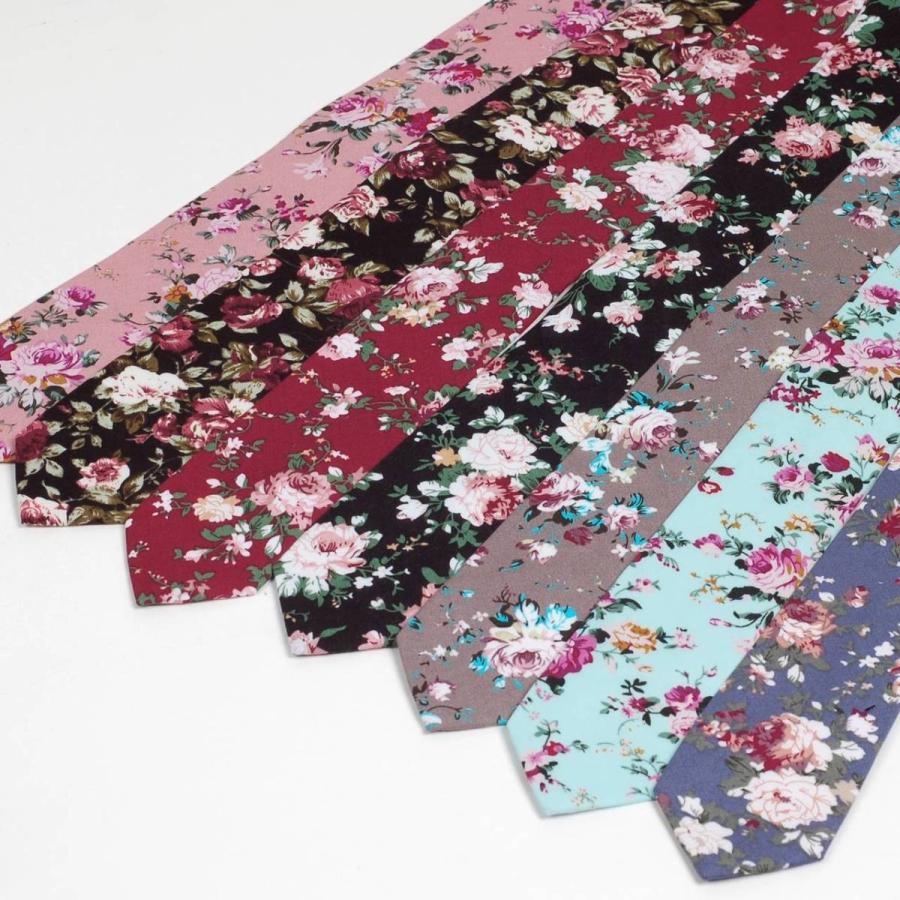 ナロータイ 花柄 ネクタイ スリム メンズ レディース スキニー フローラル コットンタイ 綿素材 マットな質感 15種 花見 バラ ローズ 大剣幅6cm |  | 21