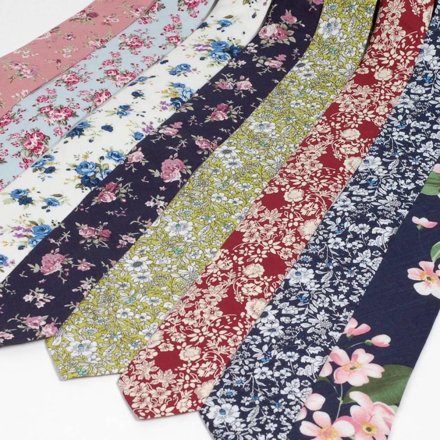 ナロータイ 花柄 ネクタイ スリム メンズ レディース スキニー フローラル コットンタイ 綿素材 マットな質感 15種 花見 バラ ローズ 大剣幅6cm |  | 23