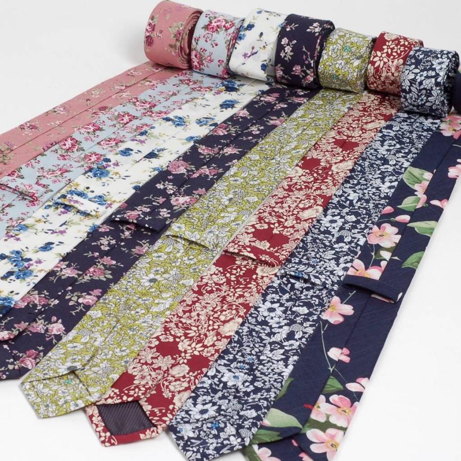 ナロータイ 花柄 ネクタイ スリム メンズ レディース スキニー フローラル コットンタイ 綿素材 マットな質感 15種 花見 バラ ローズ 大剣幅6cm |  | 24