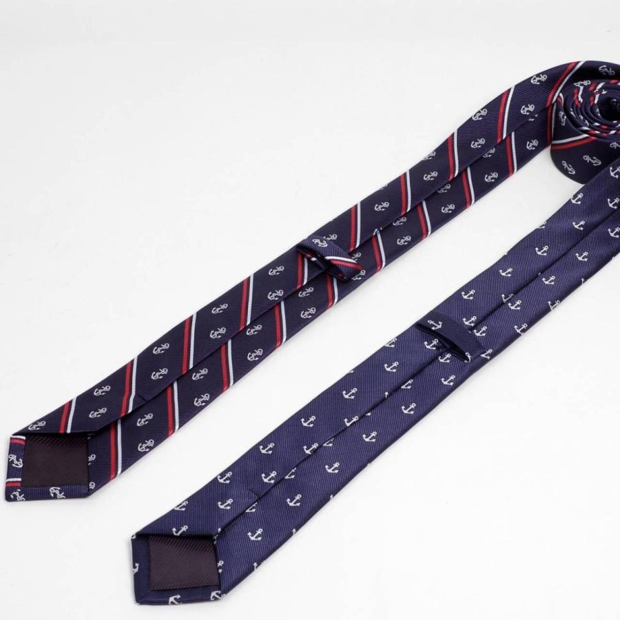 ネクタイ スリム ナロータイ マリーン 碇 アンカー 海 クラシック ストライプ パターン デザイン ブルー ネイビー 系 大剣幅6cm |  | 05