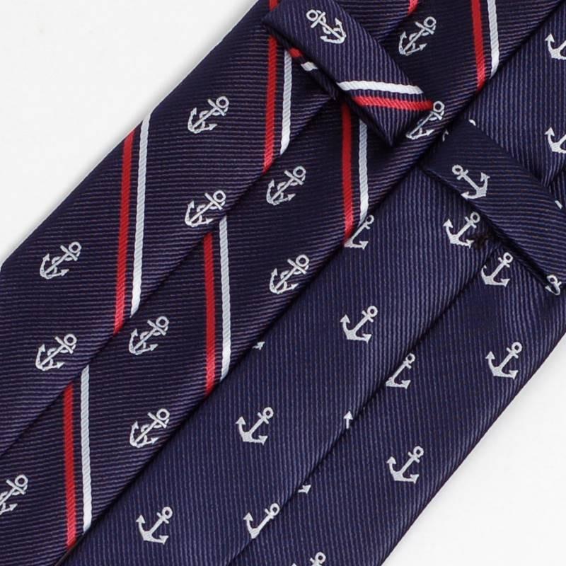 ネクタイ スリム ナロータイ マリーン 碇 アンカー 海 クラシック ストライプ パターン デザイン ブルー ネイビー 系 大剣幅6cm |  | 08