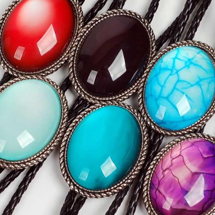 ループタイ ボロタイ ビッグ キュービック ガラス ストーン ペンダント