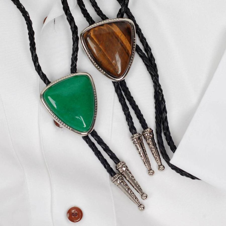 ループタイ オニキス ビッグ ストーン ボロタイ トライアングル 逆三角 ペンダント 紳士用 ジュエリー メンズアクセサリー 革紐付き ロープタイ ロック付き |  | 04