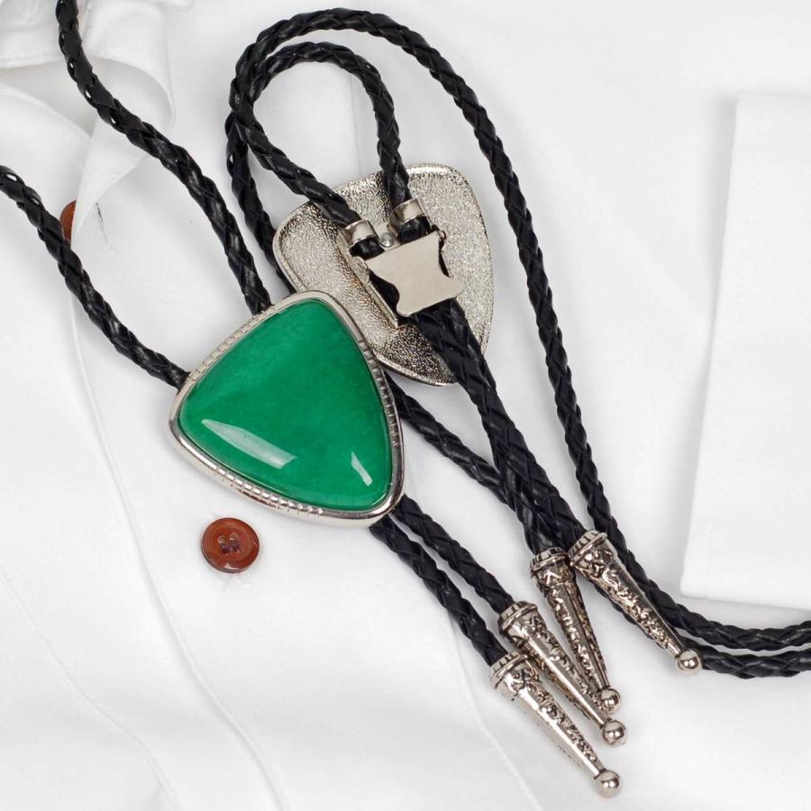 ループタイ オニキス ビッグ ストーン ボロタイ トライアングル 逆三角 ペンダント 紳士用 ジュエリー メンズアクセサリー 革紐付き ロープタイ ロック付き |  | 05