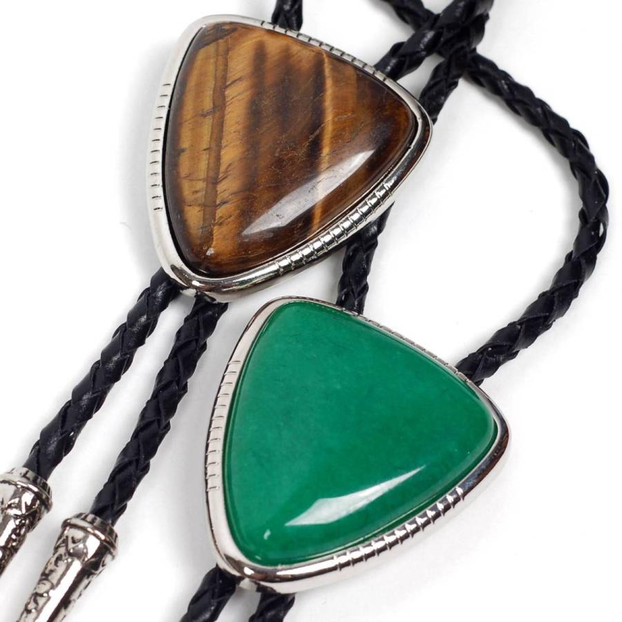 ループタイ オニキス ビッグ ストーン ボロタイ トライアングル 逆三角 ペンダント 紳士用 ジュエリー メンズアクセサリー 革紐付き ロープタイ ロック付き |  | 07