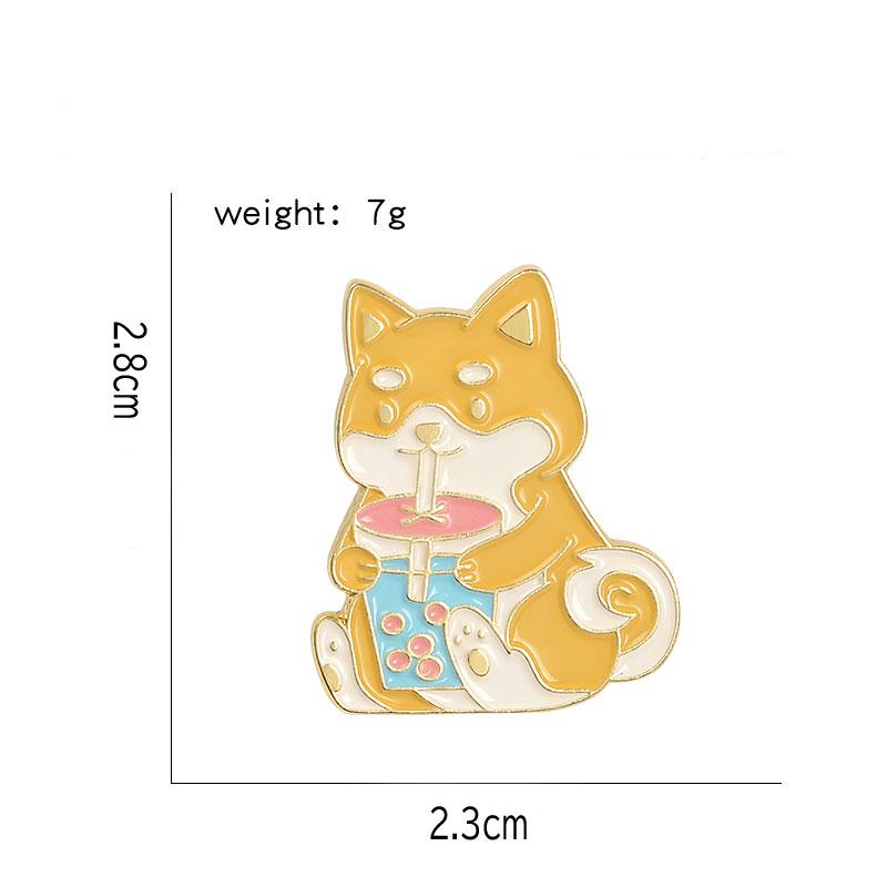 ピンバッジ タピオカを飲む柴犬 ピンブローチ メンズ レディース ラペルピン バッジ アクセサリー、送料無料 |  | 01