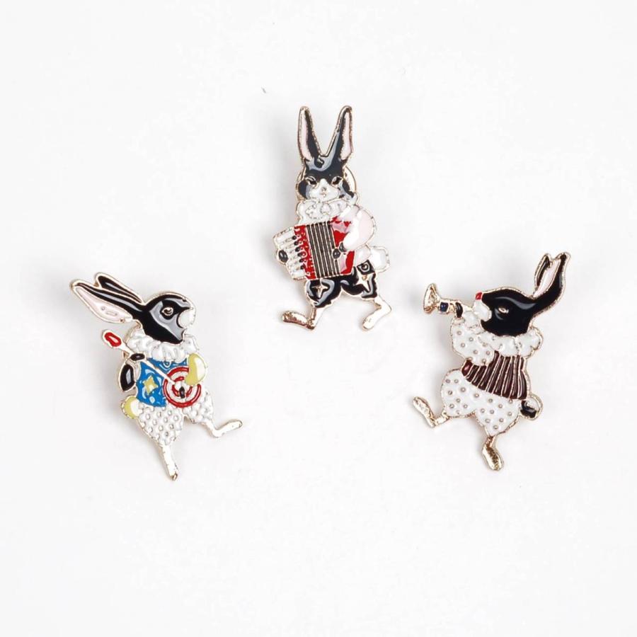 ピンバッジ うさぎの音楽隊 ラッパー アコーディオン バンジョー ピンブローチ メンズ レディース ラペルピン 童話 バッジ アクセサリー、送料無料 |  | 01