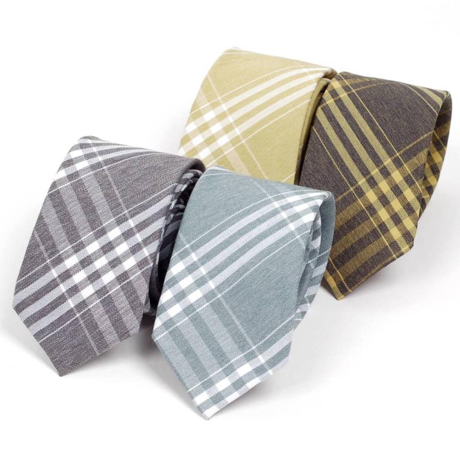 ネクタイ メンズ チェック柄 パステルカラー コットン素材 おしゃれ 淡い色でクールな感じのファッション・ネクタイ 大剣幅 6cm スリム・ナロータイ |  | 05