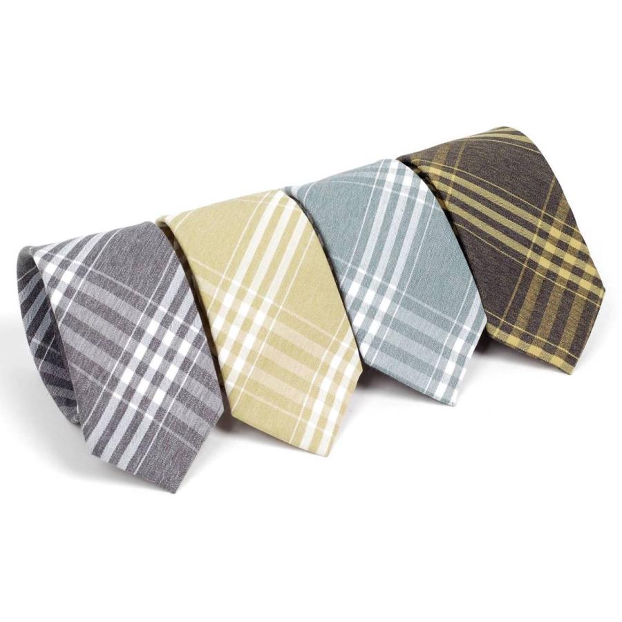 ネクタイ メンズ チェック柄 パステルカラー コットン素材 おしゃれ 淡い色でクールな感じのファッション・ネクタイ 大剣幅 6cm スリム・ナロータイ |  | 06