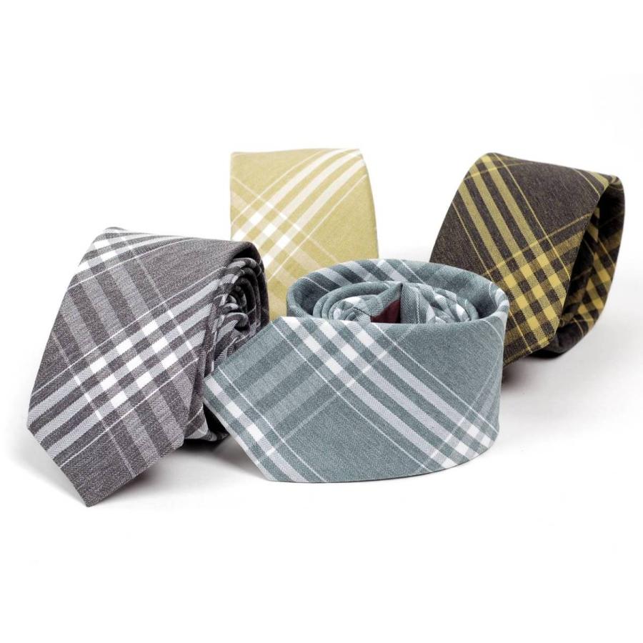 ネクタイ メンズ チェック柄 パステルカラー コットン素材 おしゃれ 淡い色でクールな感じのファッション・ネクタイ 大剣幅 6cm スリム・ナロータイ |  | 07