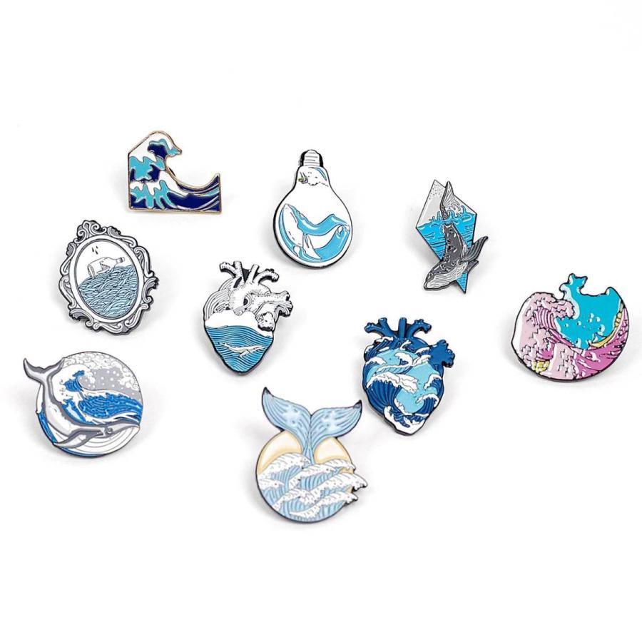 ピンバッジ ブローチ クジラ ハート 波 海洋 WHALE ウェーブ メンズ レディース ラペルピン バッジ アクセサリー、送料込み、送料無料 |  | 16