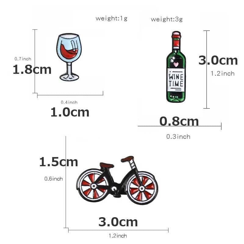 ピンバッジ ブローチ ワイン 瓶とグラスセット 自転車 メンズ レディース ラペルピン バッジ アクセサリー、送料込み、送料無料 |  | 03