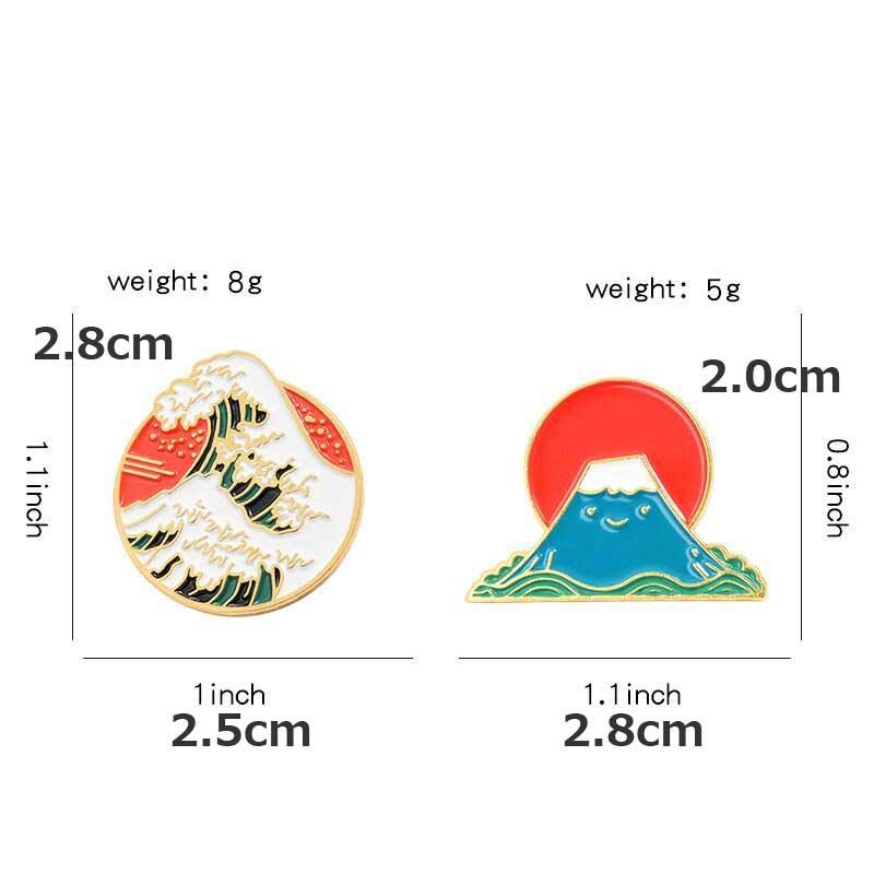 ピンバッジ ブローチ 和風 波 富士山 太陽 メンズ レディース ラペルピン バッジ アクセサリー、送料込み、送料無料 |  | 01