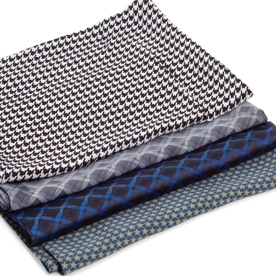 ストール シルクタッチ 細長 マフラー メンズ ネック スカーフ ハウンドトゥース、幾何学模様柄 星模様 ソフト スカーフ 表裏ない　2枚重ね縫い |  | 05