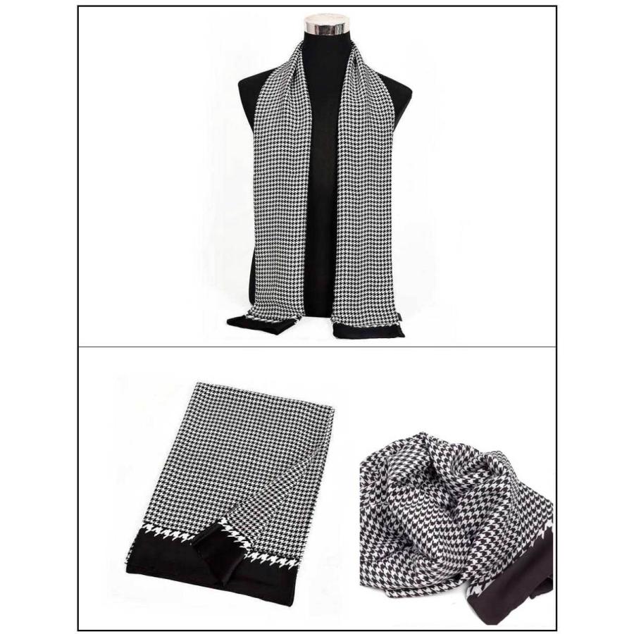 ストール シルクタッチ 細長 マフラー メンズ ネック スカーフ ハウンドトゥース、幾何学模様柄 星模様 ソフト スカーフ 表裏ない　2枚重ね縫い |  | 07
