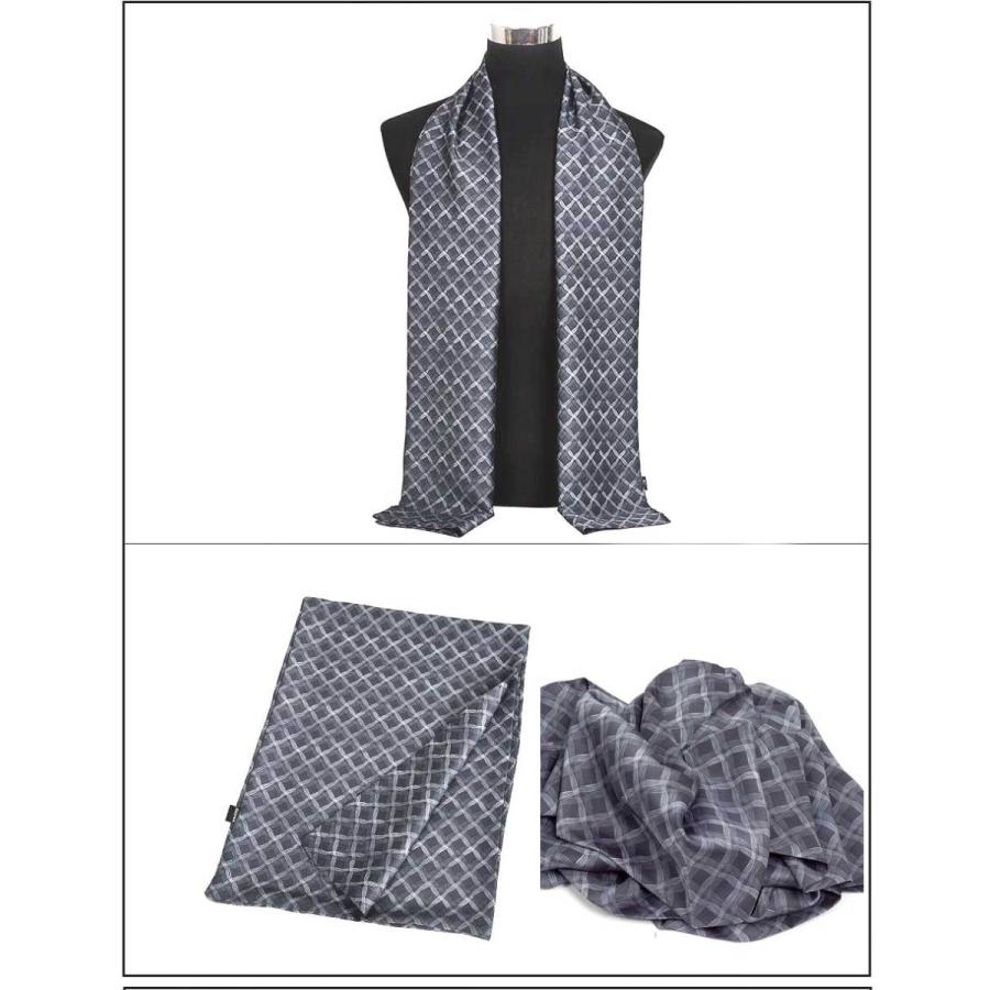 ストール シルクタッチ 細長 マフラー メンズ ネック スカーフ ハウンドトゥース、幾何学模様柄 星模様 ソフト スカーフ 表裏ない　2枚重ね縫い |  | 09