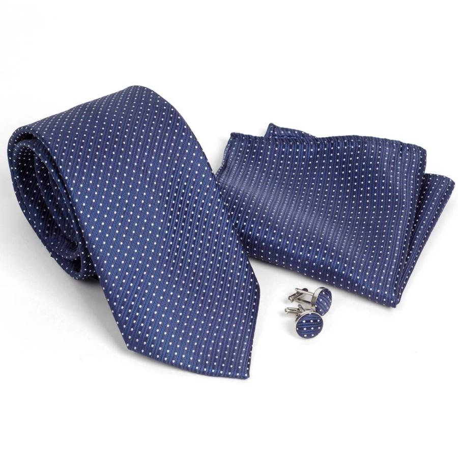 ネクタイ カフスボタン ポケットチーフ 3点 セット メンズ シルク ネクタイ チーフ カフス 定番のビジネス ドット パターン デザイン ５種 |  | 06