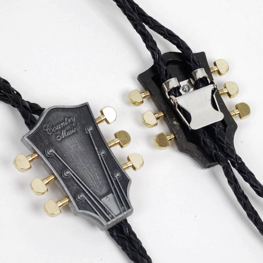 ループタイ ボロタイ 音楽 ギター ネック モチーフ ペンダント 紳士用 ジュエリー メンズアクセサリー 革紐付き ロープタイ ロック付き シルバー ゴールド ２色 |  | 06