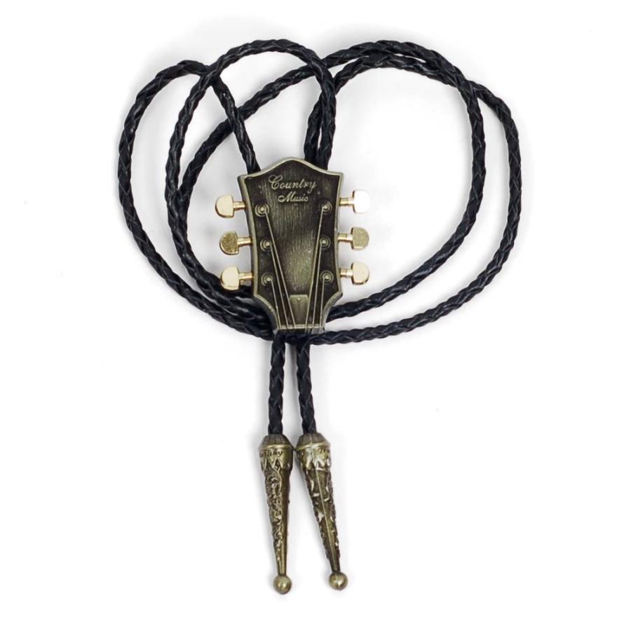 ループタイ ボロタイ 音楽 ギター ネック モチーフ ペンダント 紳士用 ジュエリー メンズアクセサリー 革紐付き ロープタイ ロック付き シルバー ゴールド ２色 |  | 10