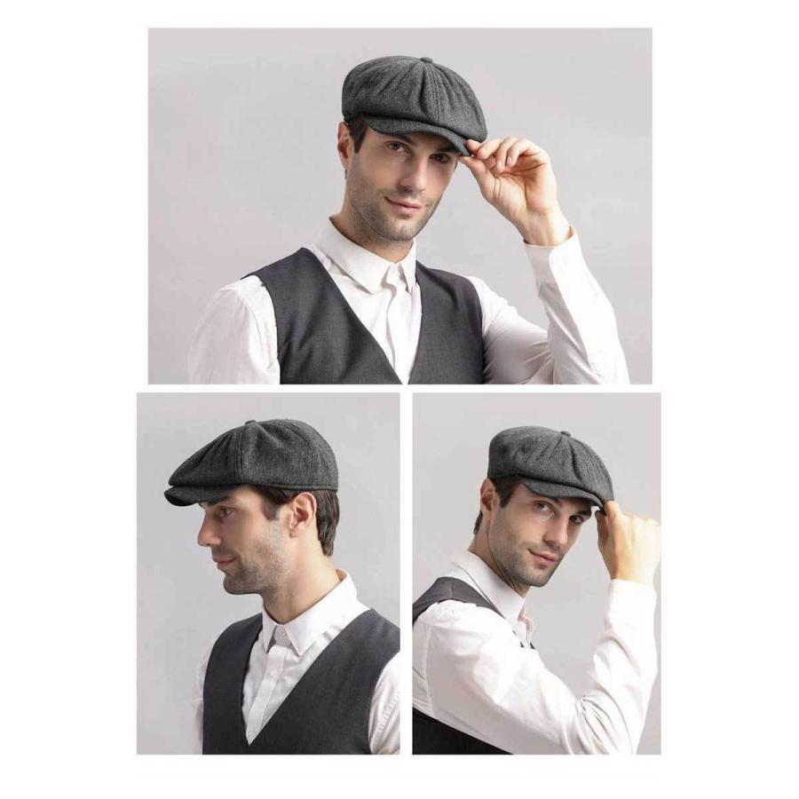 ハンチング キャスケット ツイード生地 ヘリンボーン柄 裏起毛 メンズ レディース 帽子 キャップ 秋冬定番 ３色 グレー ブラック ブラウン |  | 04