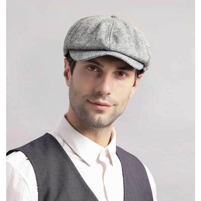 ハンチング キャスケット ツイード生地 ヘリンボーン柄 裏起毛 メンズ レディース 帽子 キャップ 秋冬定番 ３色 グレー ブラック ブラウン |  | 05