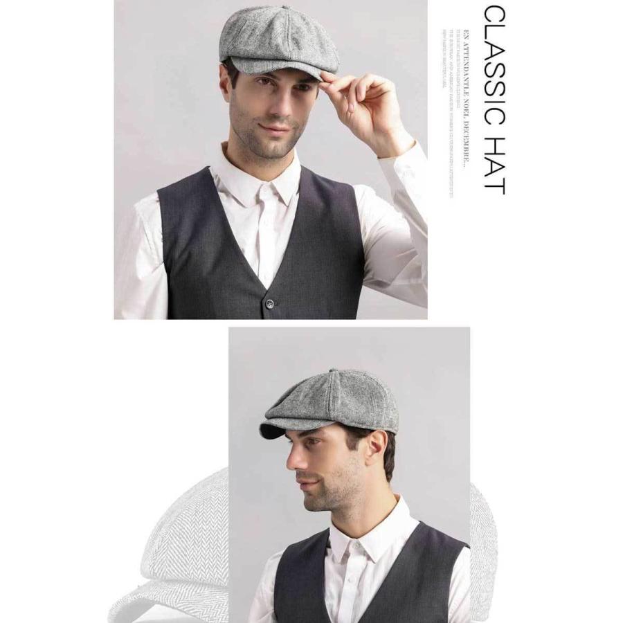 ハンチング キャスケット ツイード生地 ヘリンボーン柄 裏起毛 メンズ レディース 帽子 キャップ 秋冬定番 ３色 グレー ブラック ブラウン |  | 06