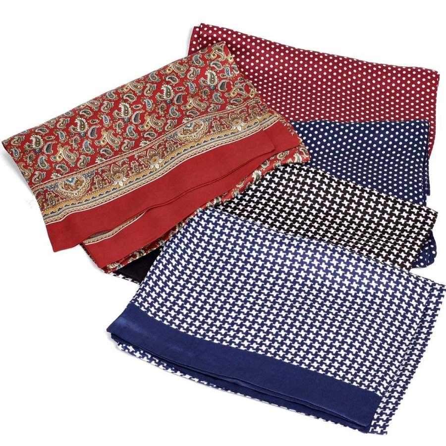 ストール シルク マフラー メンズ ネック スカーフ ドット、ハウンドトゥース、ペイズリー柄 細長 ソフト スカーフ 表裏のない2枚重ね縫い |  | 07