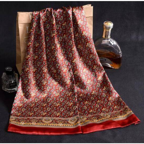 ストール シルク マフラー メンズ ネック スカーフ ドット、ハウンドトゥース、ペイズリー柄 細長 ソフト スカーフ 表裏のない2枚重ね縫い |  | 09