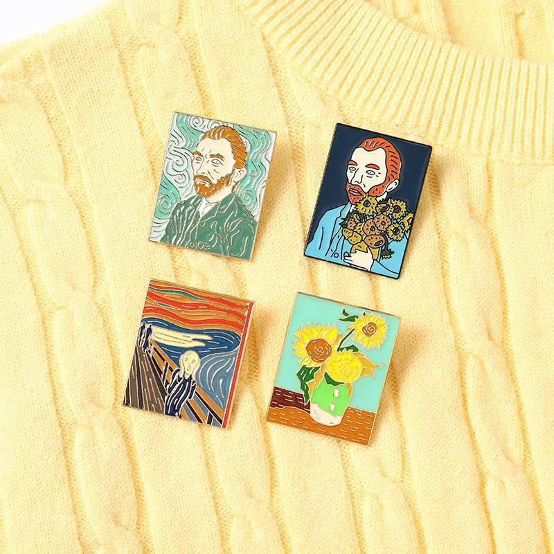 ピンバッジ ファッション ブローチ 名画 モチーフ ゴッホ ひまわり 叫び イラスト ピンブローチ メンズ レディース ラペルピン バッジ アクセサリー 送料無料 12qihe023 ココノコ 通販 Yahoo ショッピング