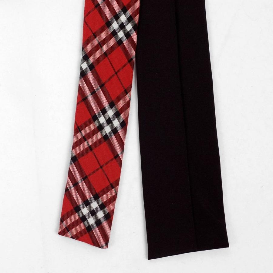 ネクタイ レッド チェック柄・レイヤード、スクエアネクタイ・ナロータイ 珍しいデザイン 綿・コットンタッチ、マット |  | 01