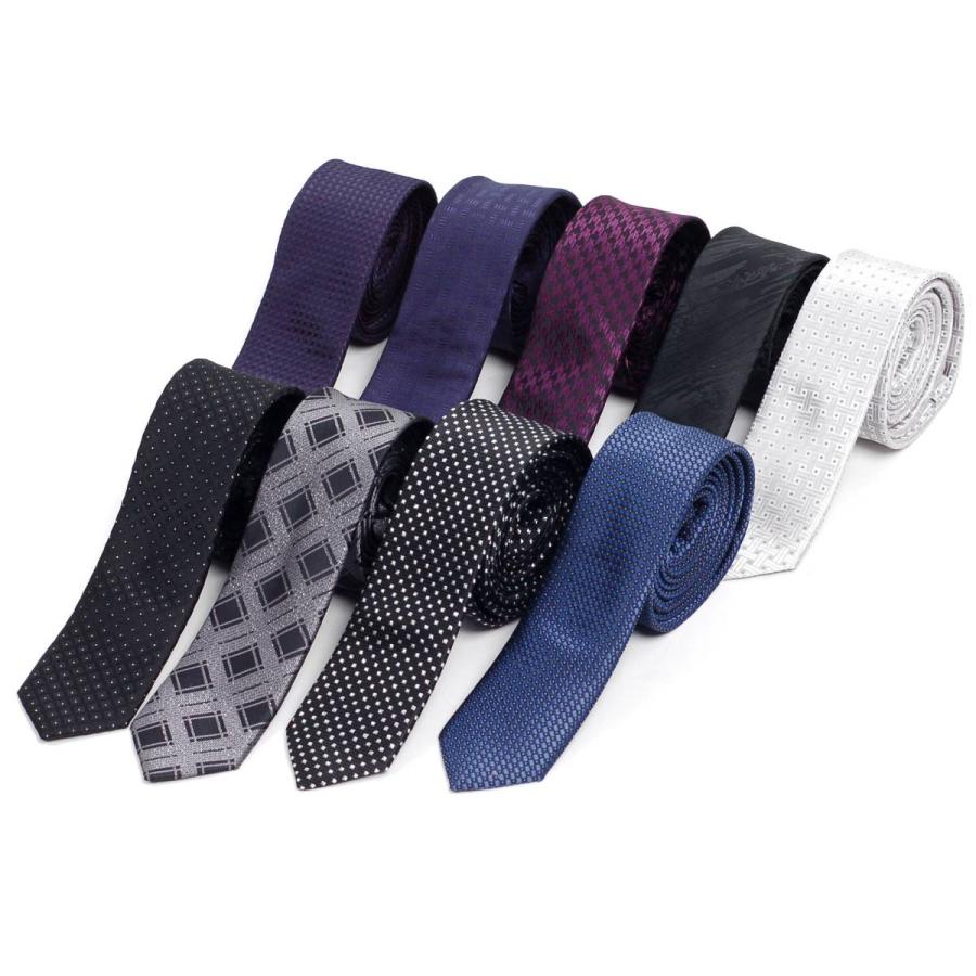 ネクタイ スリム ナロータイ メンズ ブラック系 ネイビー系 シルバーポイント ドット チェック柄 オシャレ・モダンなデザイン 9種類 モード系 大剣幅　5cm |  | 10