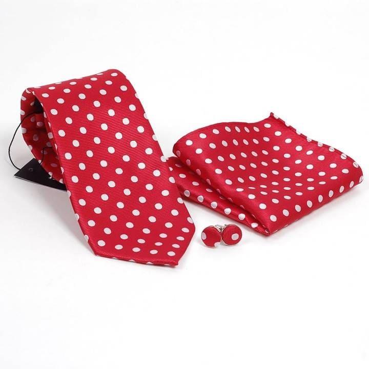 シルク ネクタイ カフスボタン ポケットチーフ 3点 セット ネクタイ チーフ カフス メンズ ドット 水玉柄 ３色 ホワイト ブルー レッド |  | 09