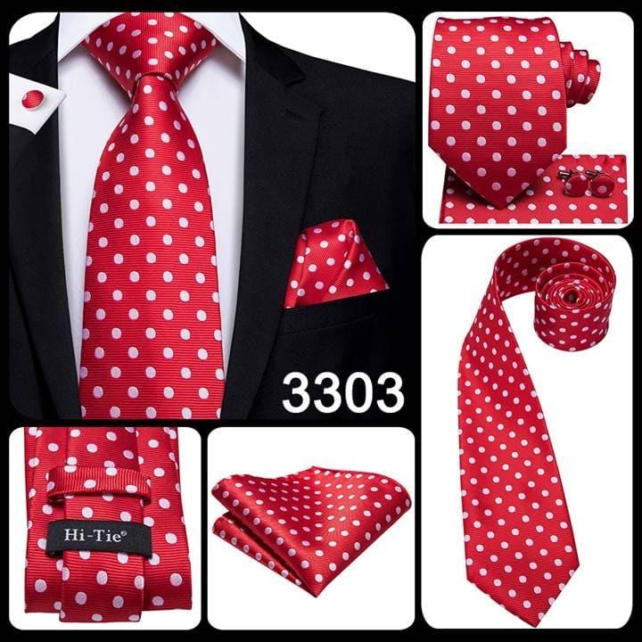 シルク ネクタイ カフスボタン ポケットチーフ 3点 セット ネクタイ チーフ カフス メンズ ドット 水玉柄 ３色 ホワイト ブルー レッド |  | 11