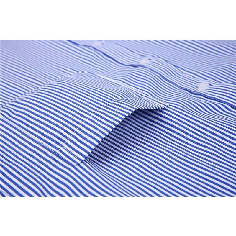 ドレスシャツ メンズ フレンチカフス ワイシャツ 長袖 胸ポケット ノーマルシルエット ネイビー ストライプ ヒッコリーストライプ カフス付き |  | 05