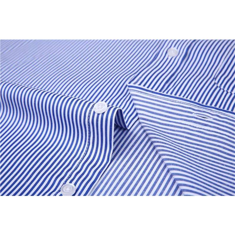 ドレスシャツ メンズ フレンチカフス ワイシャツ 長袖 胸ポケット ノーマルシルエット ネイビー ストライプ ヒッコリーストライプ カフス付き |  | 07
