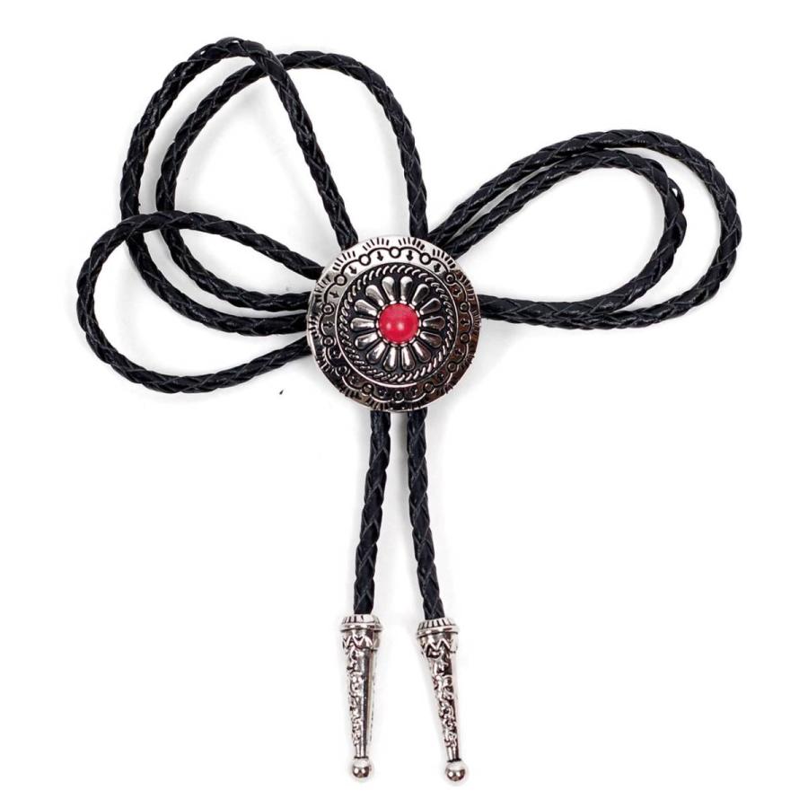 ループタイ コンチョ エスニック サークル ストーン飾り ペンダント 紳士用 ボロタイ ジュエリー メンズアクセサリー 革紐付き ロープタイ ロック付き ４種類 |  | 15