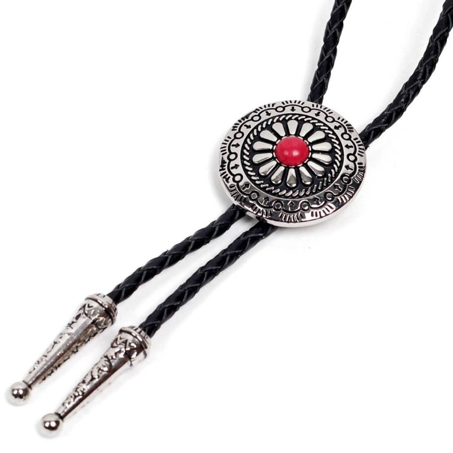 ループタイ コンチョ エスニック サークル ストーン飾り ペンダント 紳士用 ボロタイ ジュエリー メンズアクセサリー 革紐付き ロープタイ ロック付き ４種類 |  | 16