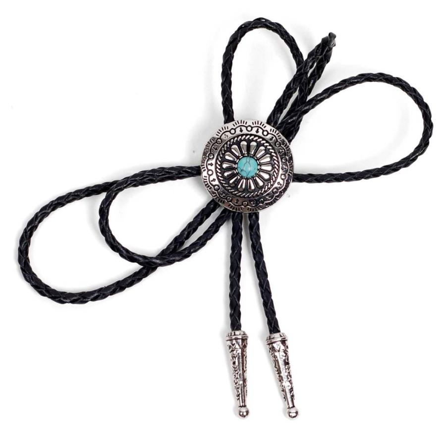 ループタイ コンチョ エスニック サークル ストーン飾り ペンダント 紳士用 ボロタイ ジュエリー メンズアクセサリー 革紐付き ロープタイ ロック付き ４種類 |  | 17