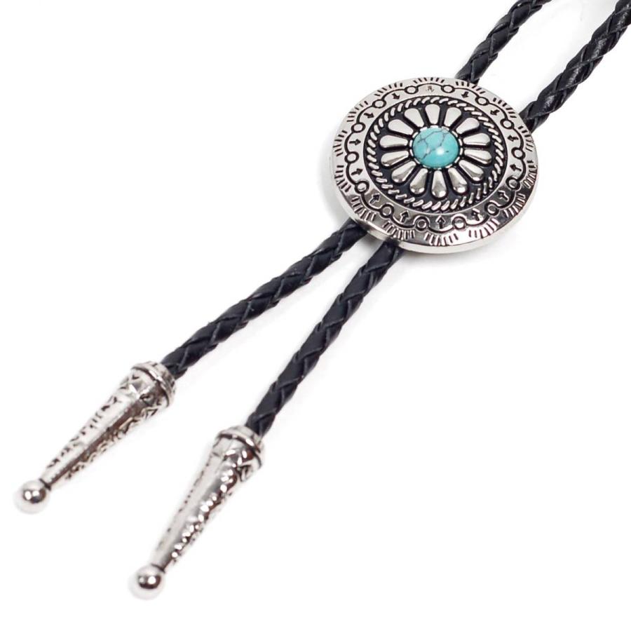 ループタイ コンチョ エスニック サークル ストーン飾り ペンダント 紳士用 ボロタイ ジュエリー メンズアクセサリー 革紐付き ロープタイ ロック付き ４種類 |  | 18