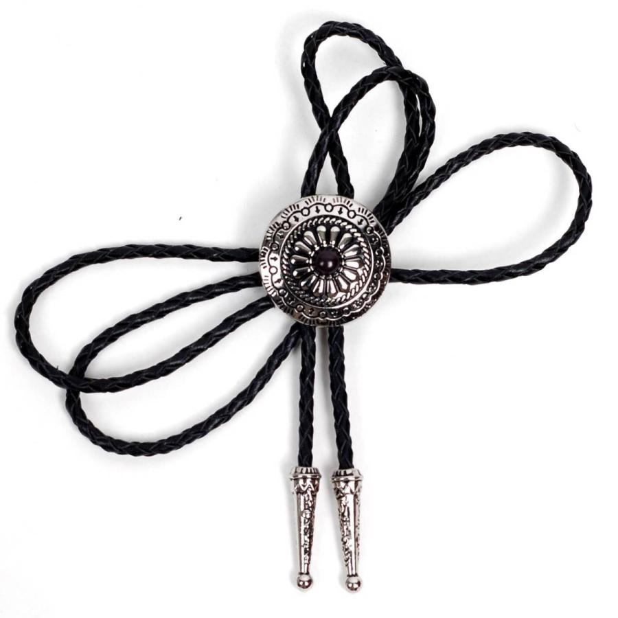 ループタイ コンチョ エスニック サークル ストーン飾り ペンダント 紳士用 ボロタイ ジュエリー メンズアクセサリー 革紐付き ロープタイ ロック付き ４種類 |  | 11