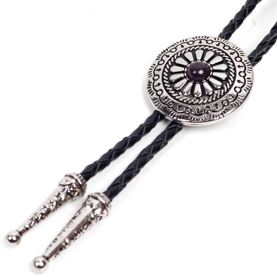 ループタイ コンチョ エスニック サークル ストーン飾り ペンダント 紳士用 ボロタイ ジュエリー メンズアクセサリー 革紐付き ロープタイ ロック付き ４種類 |  | 12