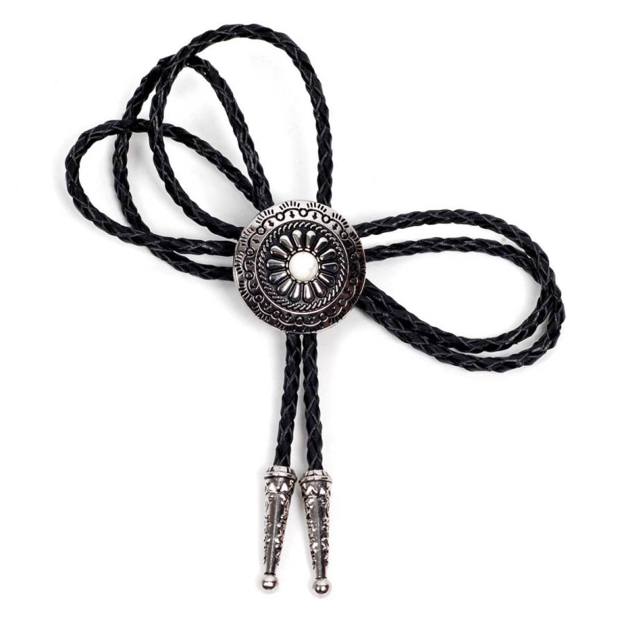 ループタイ コンチョ エスニック サークル ストーン飾り ペンダント 紳士用 ボロタイ ジュエリー メンズアクセサリー 革紐付き ロープタイ ロック付き ４種類 |  | 13