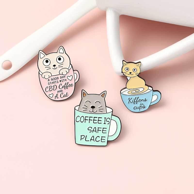 ピンバッジ ブローチ コーヒーとネコをモチーフ かわいい13coffeeデザイン展開 メンズ レディース ラペル ピン バッジ アクセサリー、送料込み、送料無料 |  | 16