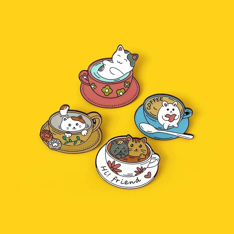 ピンバッジ ブローチ コーヒーとネコをモチーフ かわいい13coffeeデザイン展開 メンズ レディース ラペル ピン バッジ アクセサリー、送料込み、送料無料 |  | 17